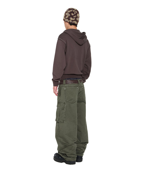 Oblique Zippered Cargo Pants (Khaki)
