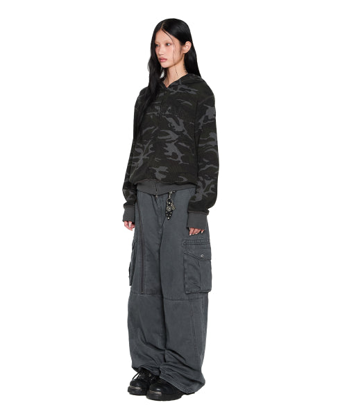 Oblique Zippered Cargo Pants (Dark Gray)