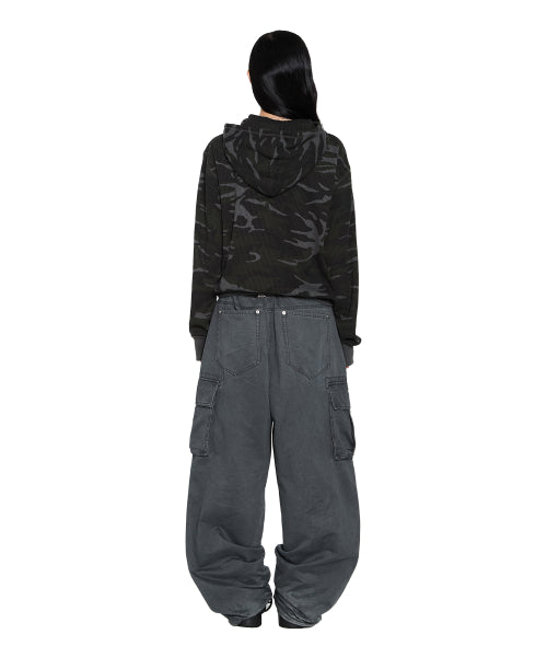 Oblique Zippered Cargo Pants (Dark Gray)