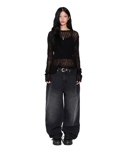 See-Through Knitted Long Sleeve (Black)