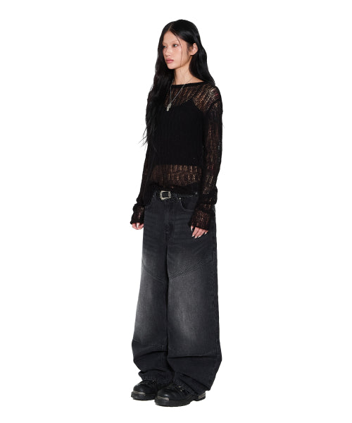 See-Through Knitted Long Sleeve (Black)