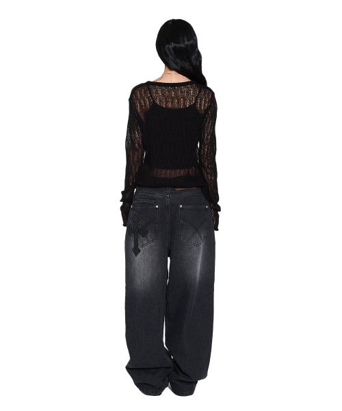 See-Through Knitted Long Sleeve (Black)