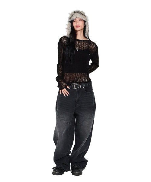 See-Through Knitted Long Sleeve (Black)
