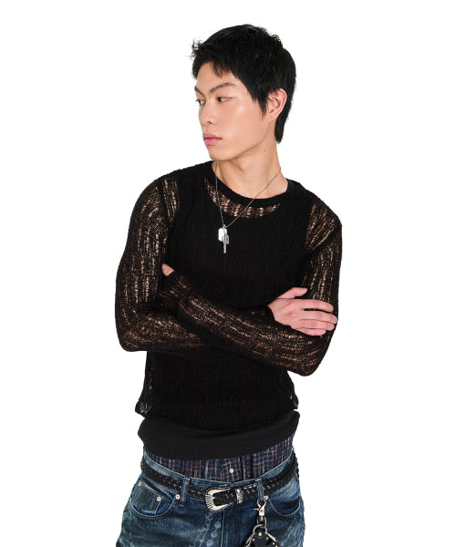 See-Through Knitted Long Sleeve (Black)