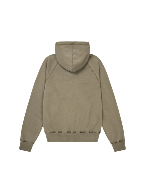 Pigment Dyed Cross Zip-Up Hoodie (Brown)