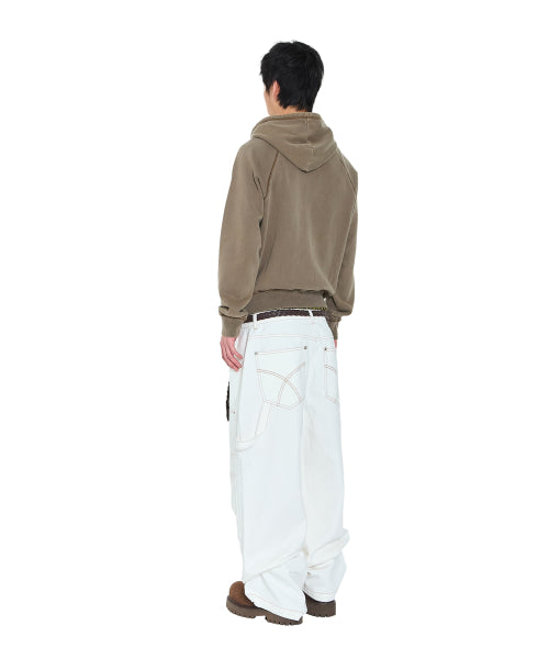 Pigment Dyed Cross Zip-Up Hoodie (Brown)