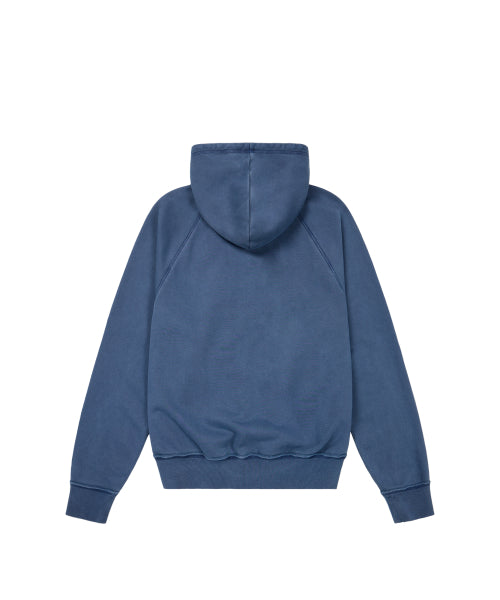 Pigment Dyed Cross Zip-Up Hoodie (Blue)