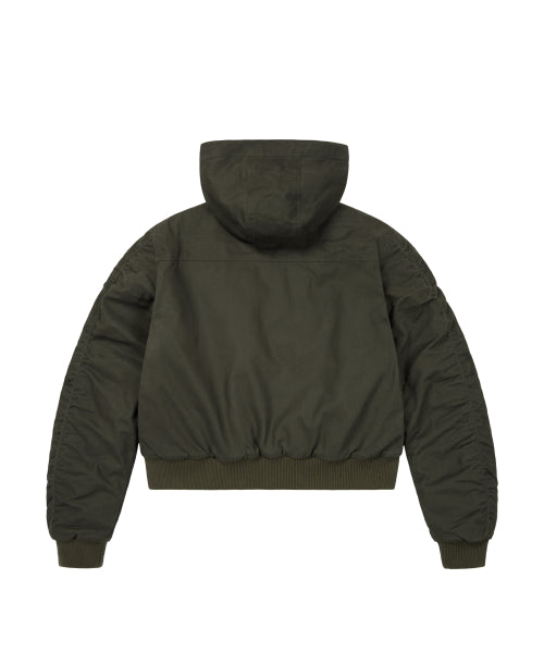 Button Placket Cotton Ma-1 Jacket (Khaki)