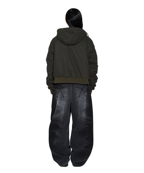 Button Placket Cotton Ma-1 Jacket (Khaki)