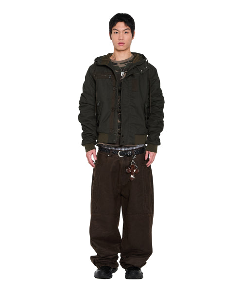 Button Placket Cotton Ma-1 Jacket (Khaki)