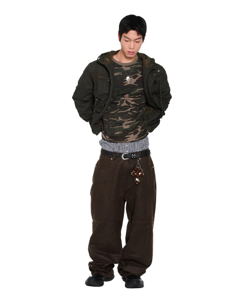 Button Placket Cotton Ma-1 Jacket (Khaki)