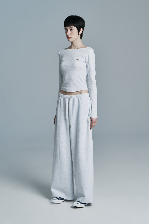 SANDY BOAT NECK LONG SLEEVE WHITE MELANGE