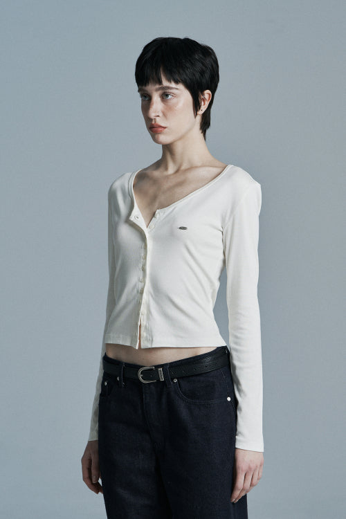BUTTON LONG SLEEVE CARDIGAN CREAM
