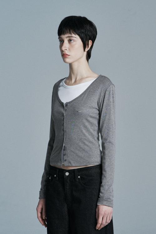 BUTTON LONG SLEEVE CARDIGAN MELANGE