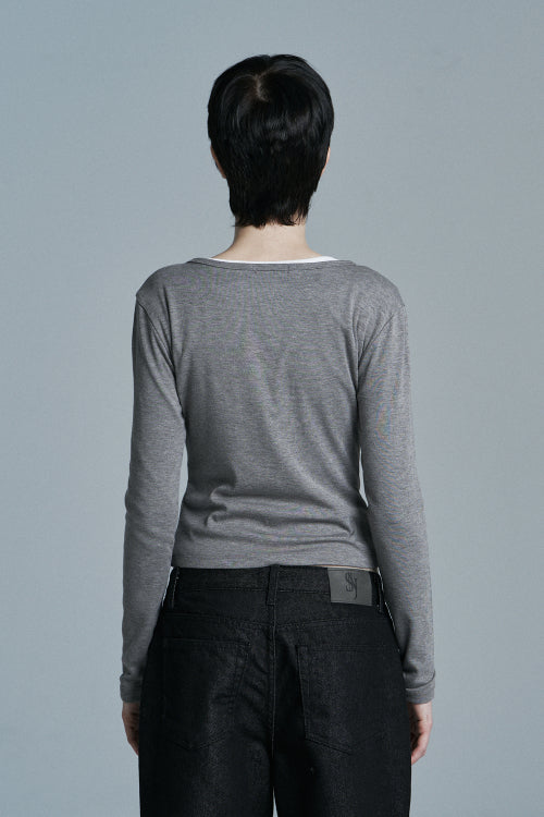 BUTTON LONG SLEEVE CARDIGAN MELANGE