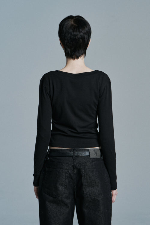 BUTTON LONG SLEEVE CARDIGAN BLACK