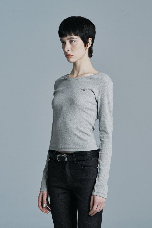 MAY U-NECK LONG SLEEVE MELANGE