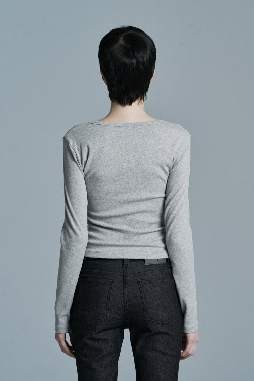 MAY U-NECK LONG SLEEVE MELANGE