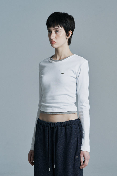 ROUND CROP LONG SLEEVE WHITE