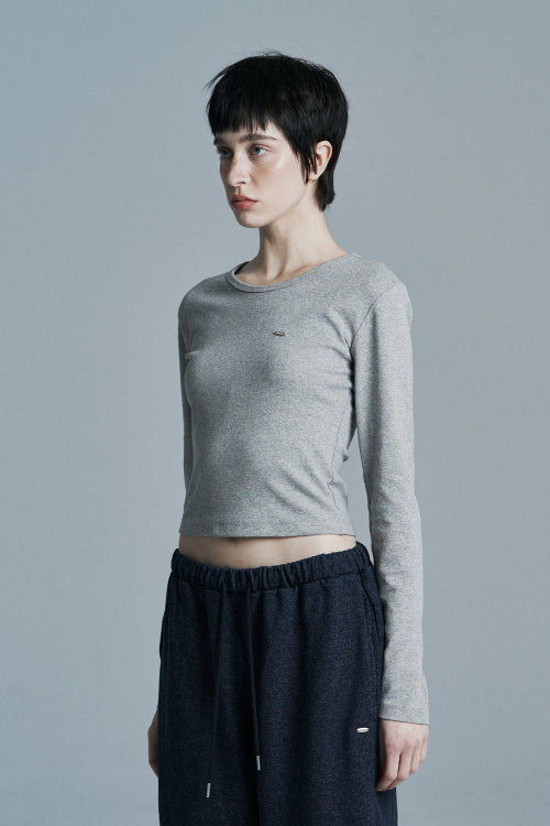 ROUND CROP LONG SLEEVE MELANGE