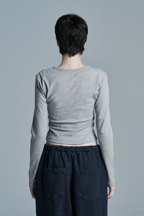 ROUND CROP LONG SLEEVE MELANGE
