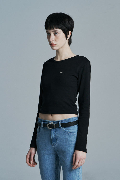 ROUND CROP LONG SLEEVE BLACK