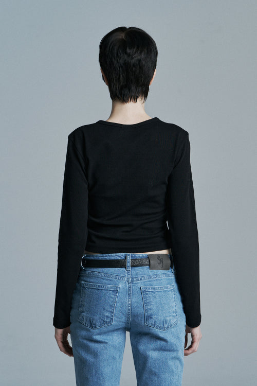 ROUND CROP LONG SLEEVE BLACK