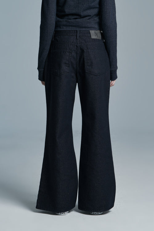 RAW WIDE DENIM PANTS DARK BLUE