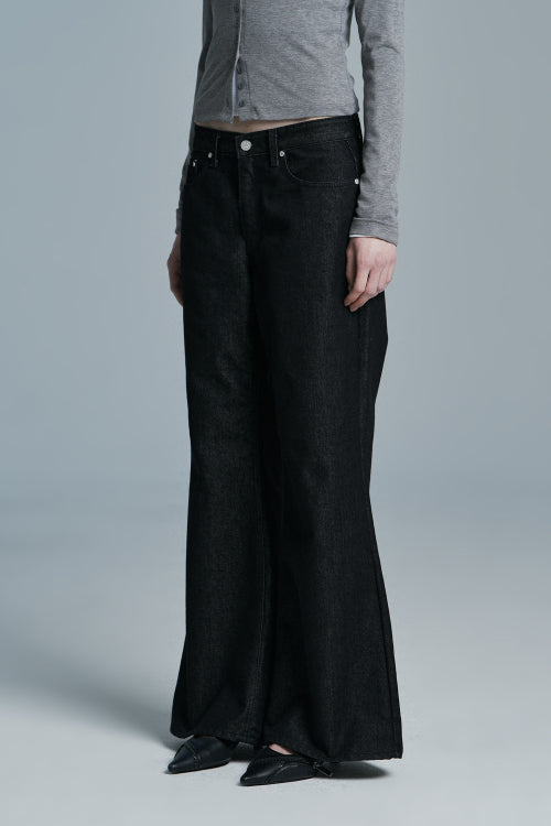 RAW WIDE DENIM PANTS BLACK