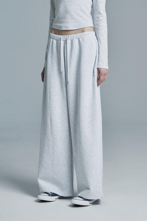 PLUS WIDE SWEATPANTS WHITE MELANGE