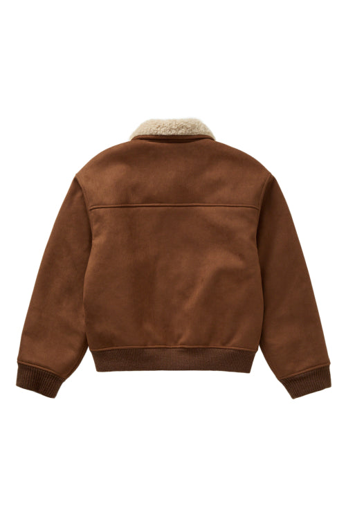FAUX SUEDE FUR MUSTANG JACKET IN CAMEL