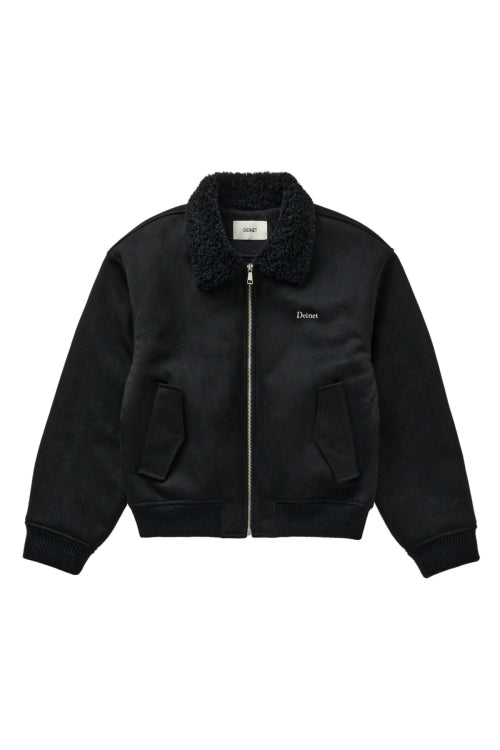 FAUX SUEDE FUR MUSTANG JACKET IN BLACK