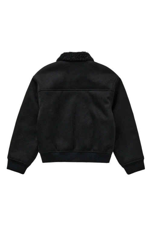 FAUX SUEDE FUR MUSTANG JACKET IN BLACK