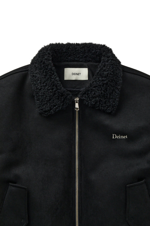FAUX SUEDE FUR MUSTANG JACKET IN BLACK