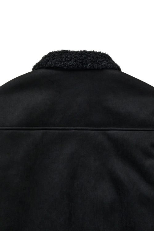 FAUX SUEDE FUR MUSTANG JACKET IN BLACK