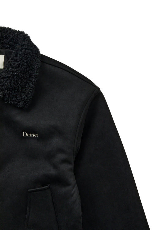 FAUX SUEDE FUR MUSTANG JACKET IN BLACK