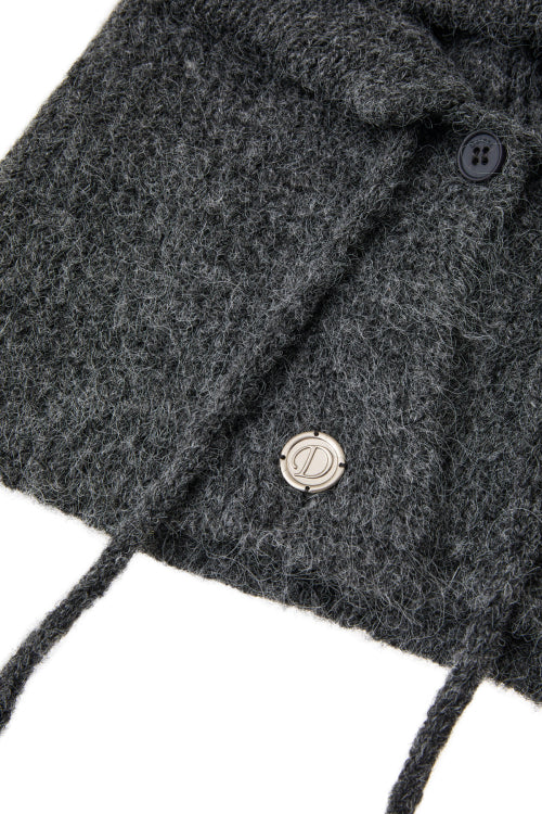 HAIRY WOOL BALACLAVA IN CHARCOAL