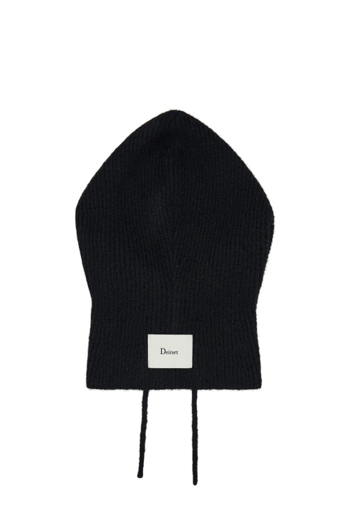 HAIRY WOOL BALACLAVA IN BLACK