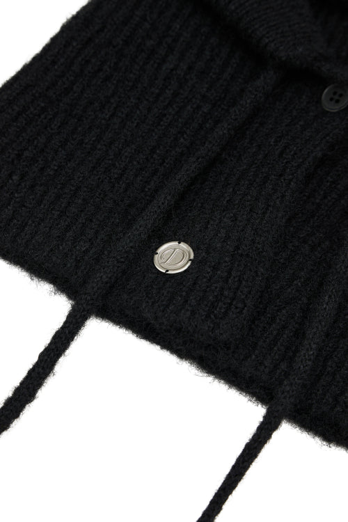 HAIRY WOOL BALACLAVA IN BLACK