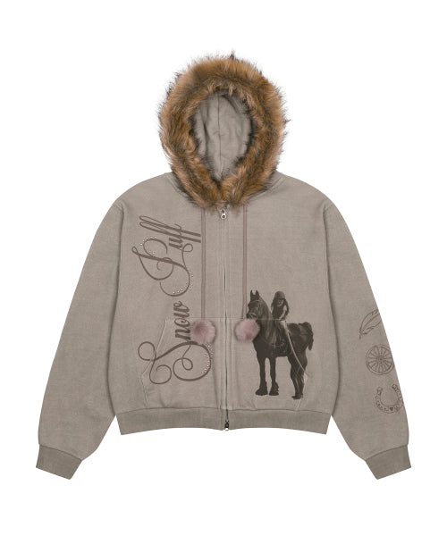 L21 SNOW FUR HOOD ZIP-UP(BEIGE)