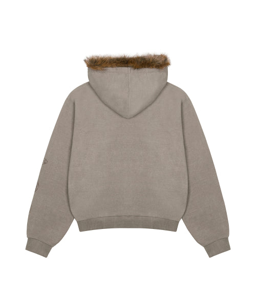 L21 SNOW FUR HOOD ZIP-UP(BEIGE)