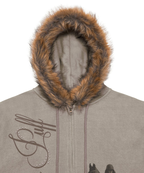 L21 SNOW FUR HOOD ZIP-UP(BEIGE)