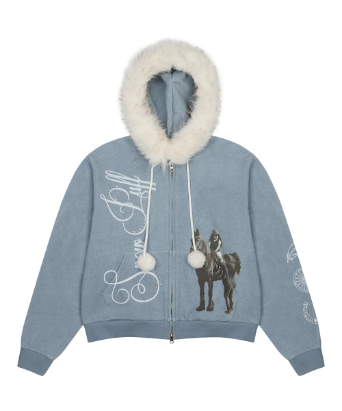 L21 SNOW FUR HOOD ZIP-UP(SKY BLUE)