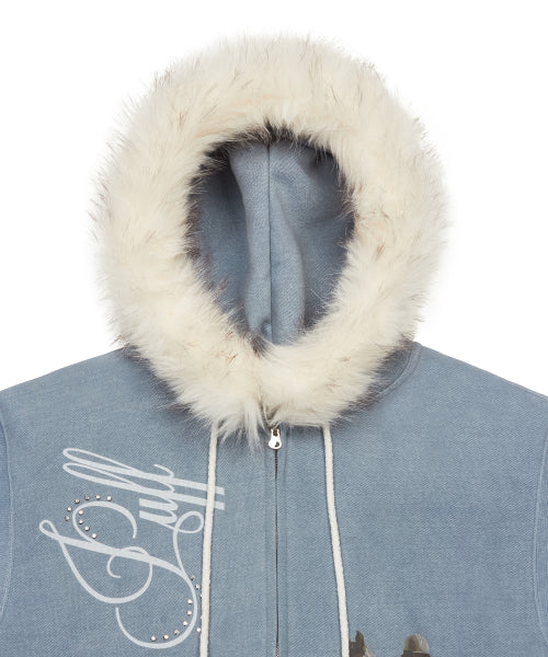 L21 SNOW FUR HOOD ZIP-UP(SKY BLUE)