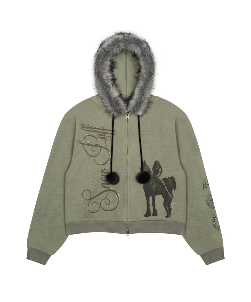 L21 SNOW FUR HOOD ZIP-UP(KHAKI)