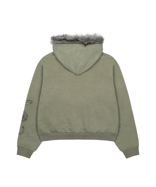 L21 SNOW FUR HOOD ZIP-UP(KHAKI)