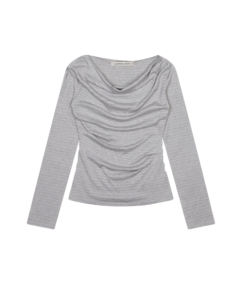 L21 SHIMMER OFF-SHOULDER HOODIE(SILVER)