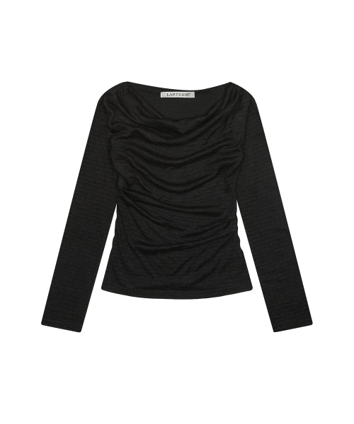 L21 SHIMMER OFF-SHOULDER HOODIE(BLACK)