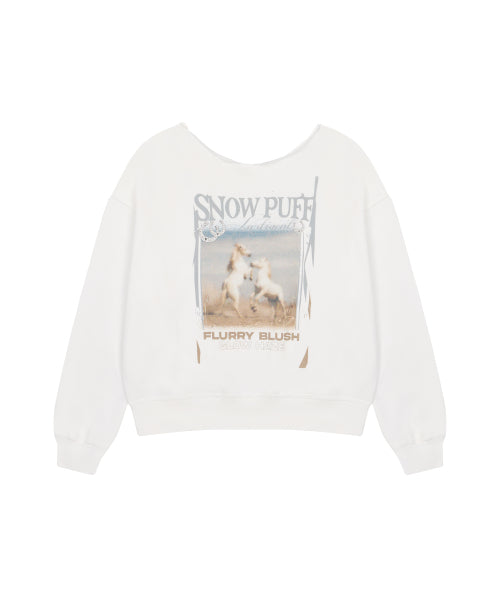 L21 DUSTY HORSE ONE-SHOULDER SWEATSHIRT(WHITE)