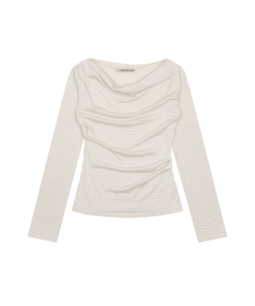 L21 SHIMMER OFF-SHOULDER HOODIE(CREAM)